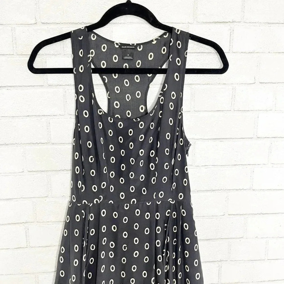 Club Monaco Gray Circle Print 100% Silk Sleeveless Circle Midi Dress Women's 2 - Picture 3 of 10